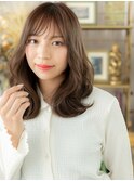 抜け感斜めバング韓国風巻きニュアンスパーマc7戸頭20代30代40代