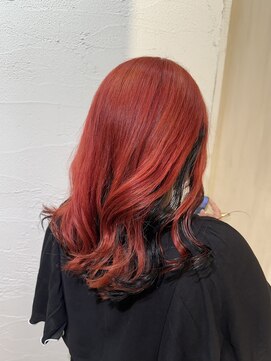 アジールヘア 池袋東口店(agir hair) ブリーチインナーブラック×レッドカラー池袋