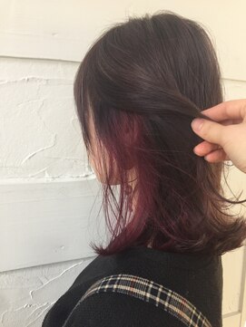 クレオ 伊勢崎(CReO) ピンクグレーカラーにインナーカラー