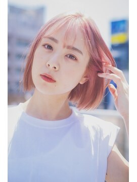 トリコ心斎橋(trico) ミニボブ×淡色コーラルピンクベージュ