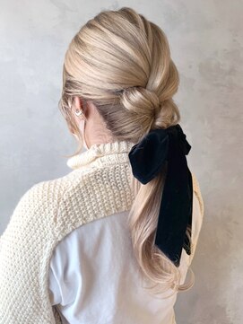 アイティーバイアルバム 藤沢店(IT by ALBUM) リボンアレンジ_くびれヘアビタミンカラー_ba321021
