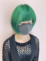 ニューヨーク ニューヨーク 河原町オーパ店(NYNY)&nbsp;ケアブリーチで作るエメラルドグリーン前下がりボブショート