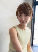 20代30代大人かわいい丸みショートベージュカラー前髪