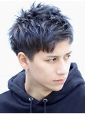 スパイキーショートビジネスショートツイストパーマ刈り上げ