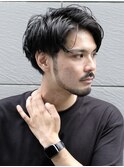 センターパート/ベリーショート/ダークアッシュニュアンスパーマ