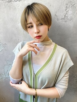 ロンドローズ 名古屋(Lond damaskRose) ブリーチ 学割 オリーブベージュ レイヤーカット リタッチ825