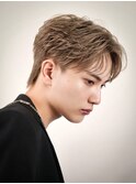 韓国マッシュカルマパーマコンマバングセンターパート黒髪ウルフ