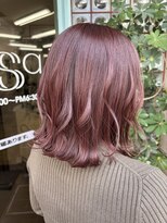ヘアアートヒサ(HAIR ART hisa)&nbsp;「RYOKO」304050代 ピンクカラー×切りっぱなしボブ
