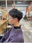 メンズツーブロックニュアンスパーマスパイラルパーマ眉毛カット