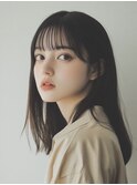 顔周りレイヤー/韓国風くびれヘア/透明感カラー