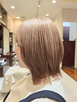 ヘアメイク アリエス 岩切店(HAIR MAKE aries)&nbsp;ホワイトピンクベージュ くびれボブ ハイトーン 仙台 岩切