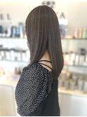 ハイライト　グレージュ　セミロング