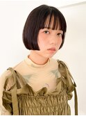 ミニボブ　ぱっつん　黒髪　顎上ボブ　前上がりボブ