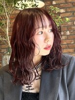 ボコカ(bococa)&nbsp;ミディアムレイヤー波巻きボルドー暖色ワインレッド向ヶ丘遊園