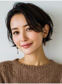 ショートカット20代30代40代前髪あり面長丸顔ショートボブ