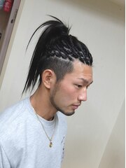 メンズエクステ♪ツーブロックmen'sロングヘアポニーテール♪