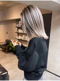 バレイヤージュショコラアッシュハイライトグレージュカラー