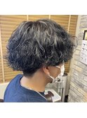 波巻きパーマ+メッシュ