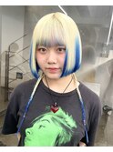 クラゲヘアミニボブカットハイトーンデザインブルーカラー