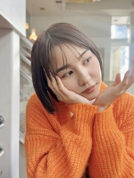 アイドットプラス 表参道(i.+omotesando) 前髪あり小顔つや髪顔まわりベージュカラー簡単スタイリングボブ