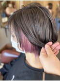 ピンクラベンダーベージュイヤリングインナーカラーダブルカラー