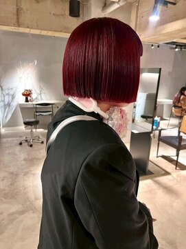 リール(rire) 丸型ホワイトグレージュミニウルフデジタルパーマチェリーブラウ