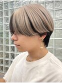 渋谷メンズブリーチカラーアンブレラカラーラウンドマッシュ韓国