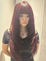コト 福井大和田店(coto)&nbsp;福井レイヤーハッシュカットブリーチレッドボルドー艶髪髪質改善