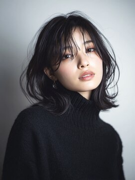 ハーツオオサカ(HE:ARTS OSAKA) 上品くびれセミディ×シースルーバング黒髪