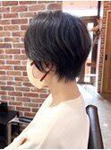 レイヤーボブハイライトカラーミルクティーベージュ