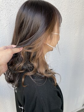 カプア 仙台駅前店(Kapua) ピンクカラー グレージュ ミディアムレイヤー 透け感カラー