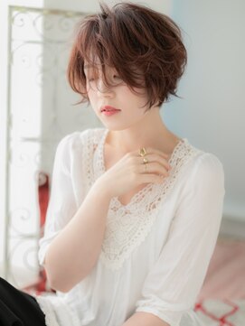 アルバハナレ 横浜(αlba HANARE) 関内/髪質改善/ベージュピンクのラフなマッシュボブショートe