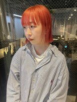 ヌープヘアーアイス(NUUP.hair ici)&nbsp;20代30代大人可愛いダブルカラーブリーチオレンジ