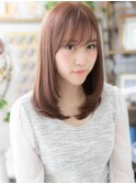 小顔ピンクベージュ艶カラーエアストレートc5浦和20代30代40代