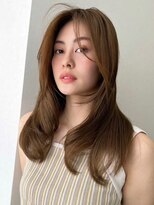 ソヨン 金山店(SOYON) 韓国風/小顔/レイヤーカット/かきあげバング/透明感/ミルクティ