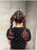 ツインテールリボンヘア
