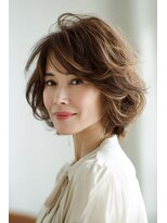 アース 天満橋店(HAIR & MAKE EARTH) 40代50代◎冬のひし形ショートボブ×白髪ぼかしカラー