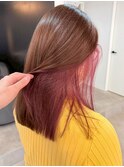 インナーカラーピンクラベンダー×透明感カラーベージュ/明大前