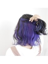 デコヘアーフラッペ(DECO HAIR frappe) インナーカラー　ブルー＆　パープル　　夏カラー　ボブ