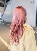 【schon】ピンク×ミルクティー×前髪×イヤリングカラー