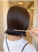 ボブ　ミルクティーベージュ　艶髪　髪質改善カラー　ショート