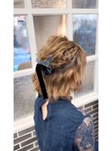 波ウェーブハーフアップ