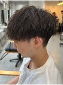 栃木メンズパーマメンズカットセンターパートメンズマッシュ緩め