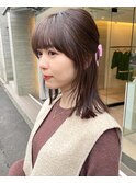 ナチュラル小顔前髪あり後れ毛サイドバング結べるボブくびれヘア