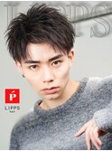 短髪ツイストパーマスパイキーアップバングショートツーブロック