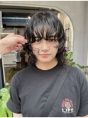 レイヤーパーマウルフパーマミディアムレイヤー顔周りレイヤー