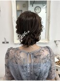 結婚式ヘアセットボブシニヨンアップヘア