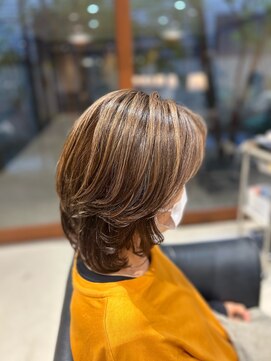 ユウヘアー 本山店(U Hair) ミディアムレイヤー×ハイライトカラー