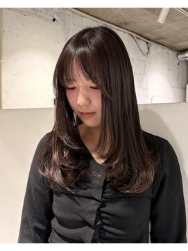 ヨーク(YOKE) 【YOKE】ピンクブラウンチョコブラウンレイヤーぱつっと前髪