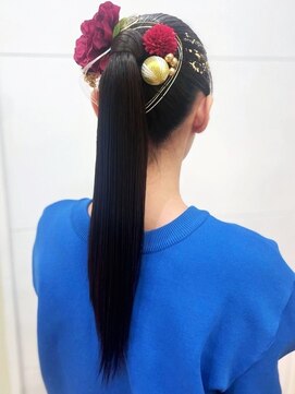 カミラボ(KAMI LABO) ヘアセット ポニーテール 和装ヘアスタイル 黒髪ロング